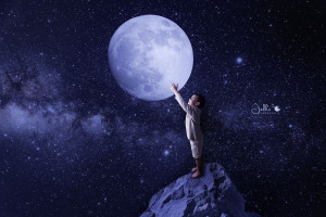 A boy and the Moon